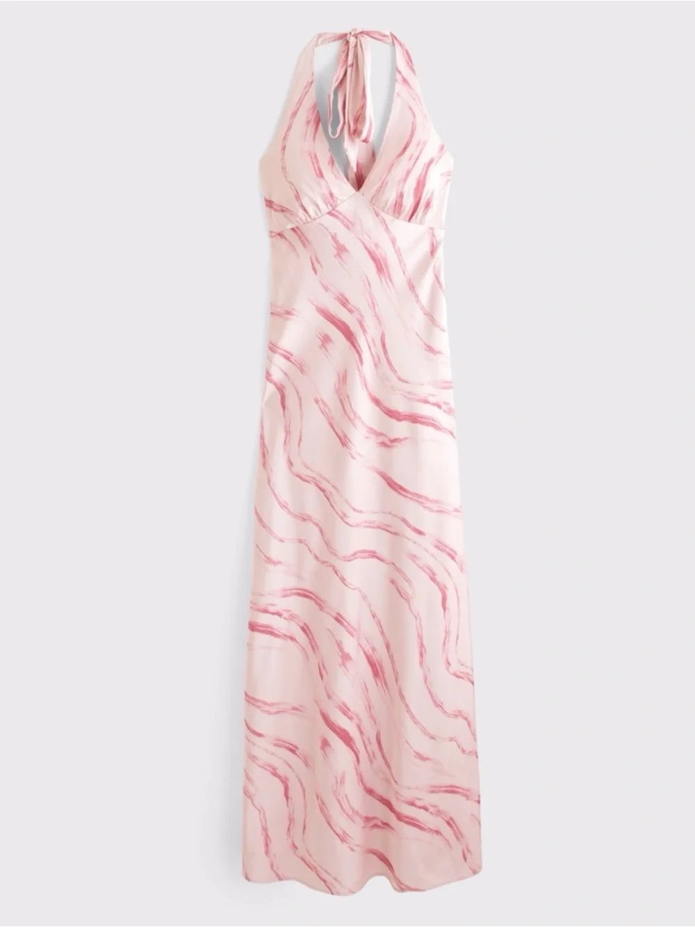 NWT. XL Petite. Abercrombie & Fitch Julia Halter Slip Maxi Dress in Pink Marble